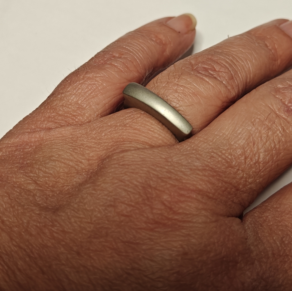 Geometric Square Matte Silver Plated Ring